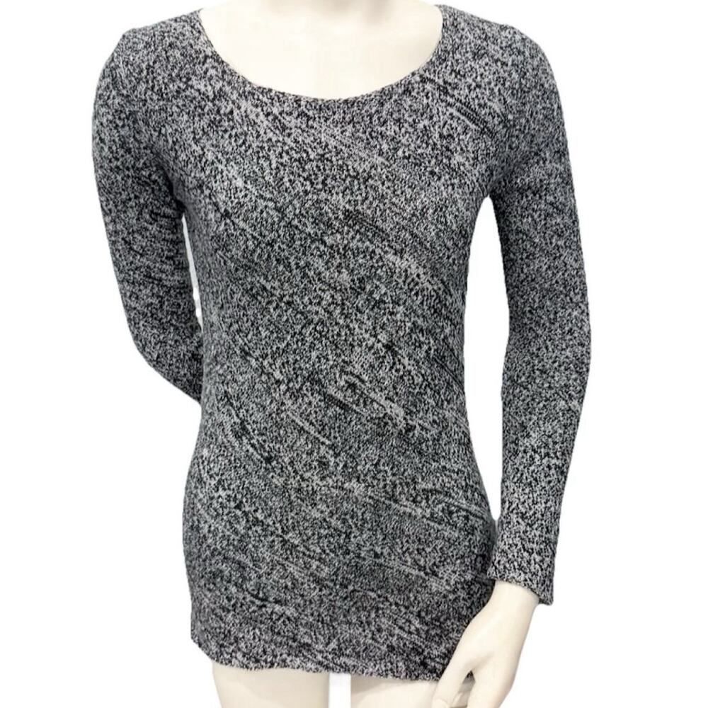 Neiman Marcus 100% Cashmere Sweater XS Gray Marled Knit Minimalist